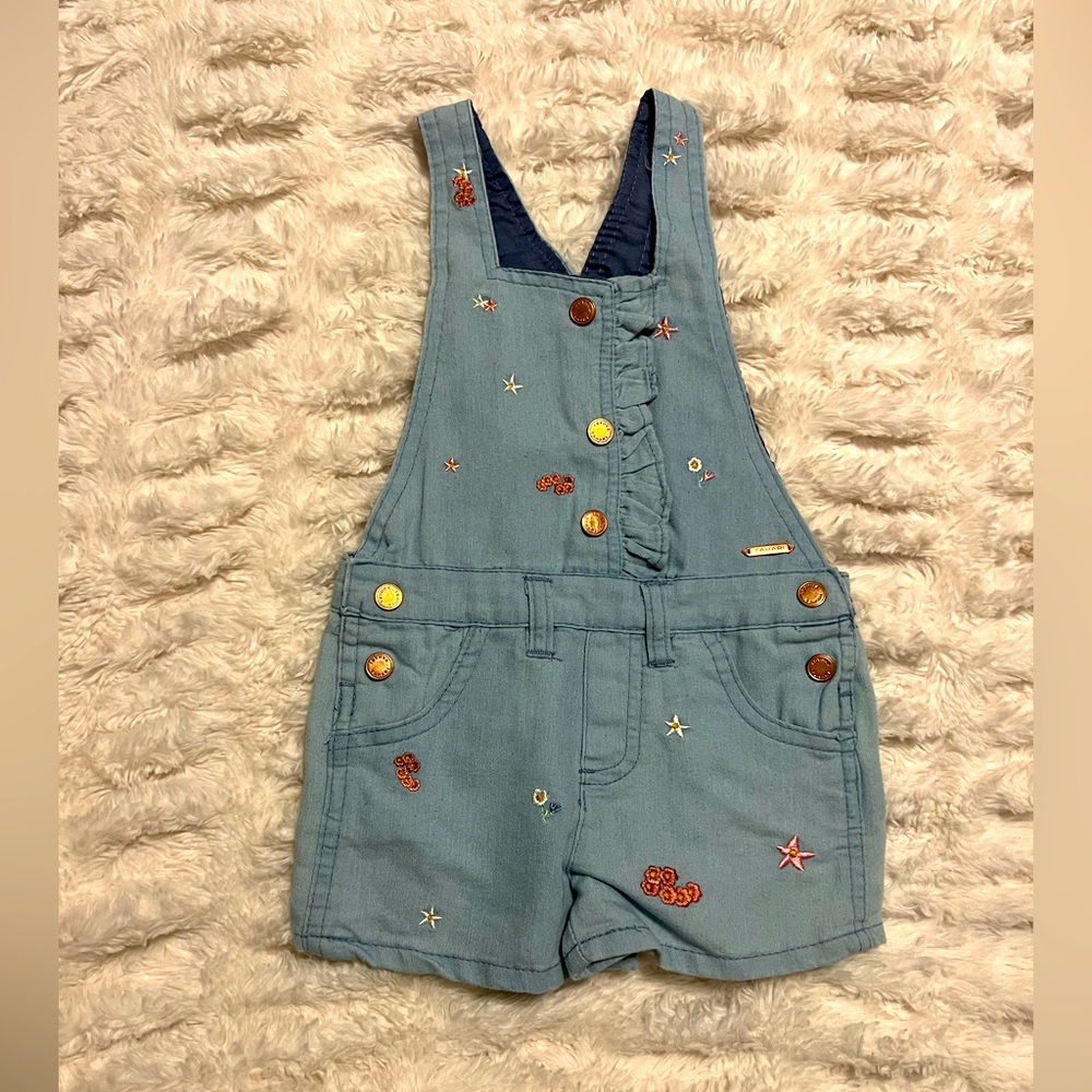 Tahari Light Blue Kids Overalls with Embroidery